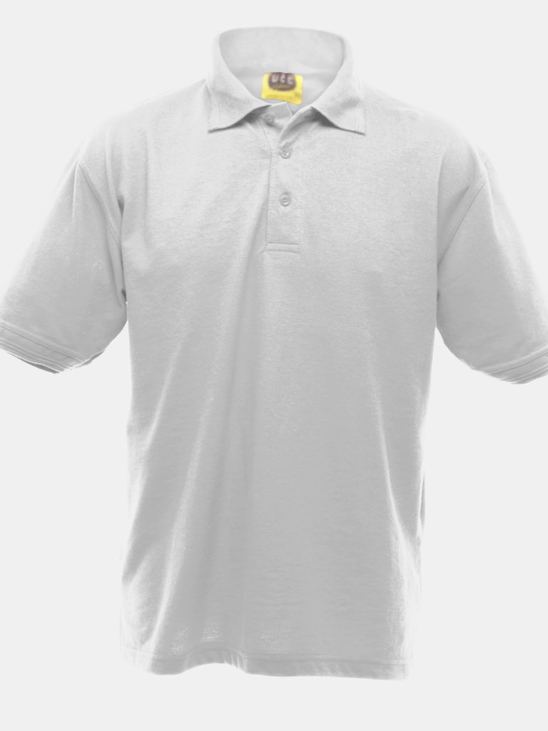 UCC 50/50 Mens Heavweight Plain Pique Short Sleeve Polo Shirt (White) - White