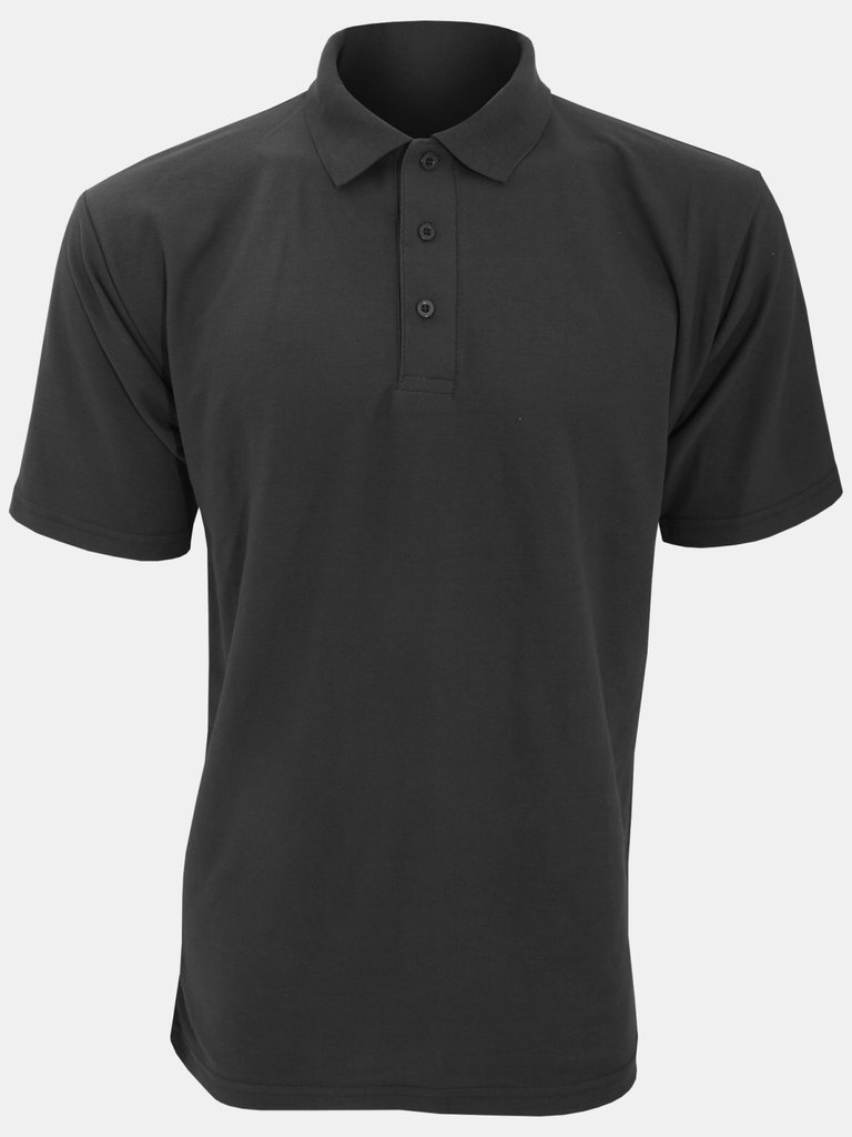 UCC 50/50 Mens Plain Pique Short Sleeve Polo Shirt (Black) - Black