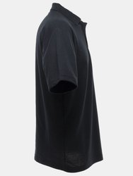 UCC 50/50 Mens Plain Pique Short Sleeve Polo Shirt (Black)