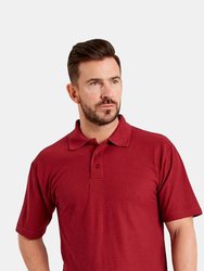 UCC 50/50 Mens Plain Pique Short Sleeve Polo Shirt (Burgundy)