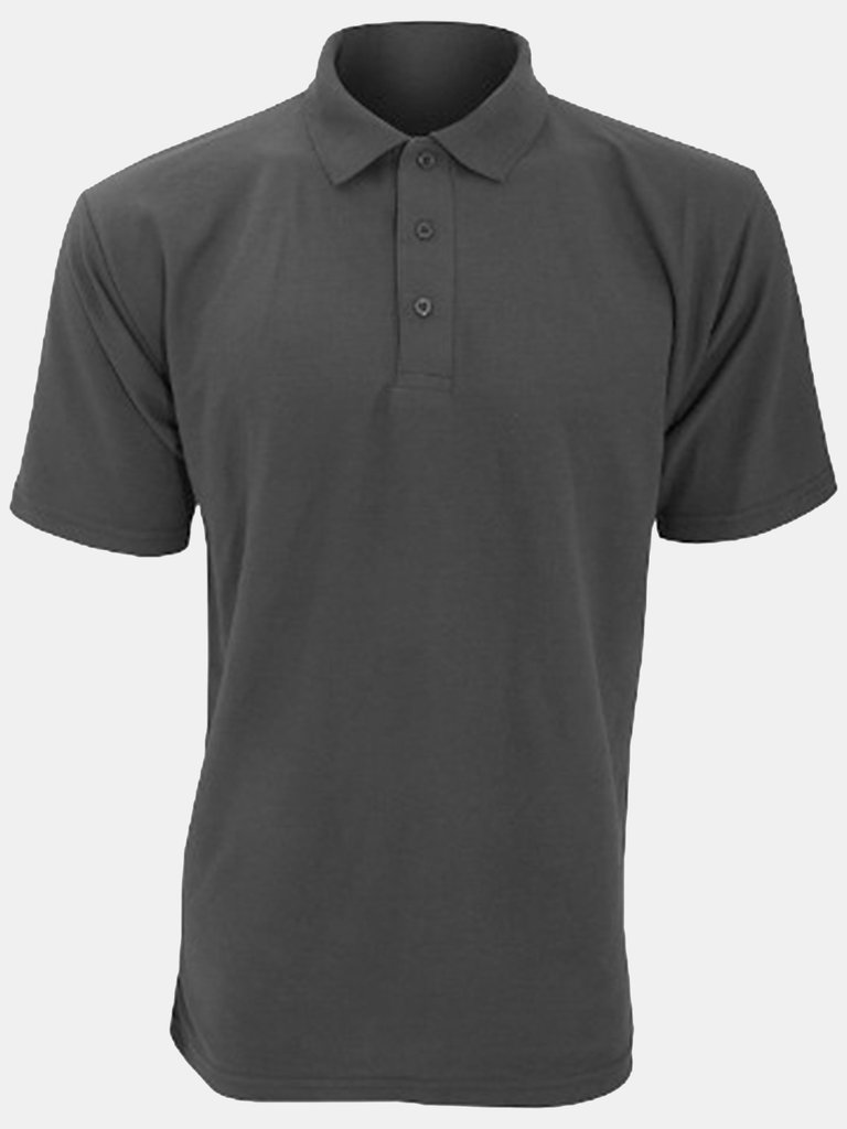 UCC 50/50 Mens Plain Pique Short Sleeve Polo Shirt (Charcoal) - Charcoal