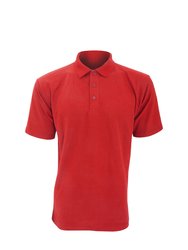 UCC 50/50 Mens Plain Piqué Short Sleeve Polo Shirt (Red) - Red
