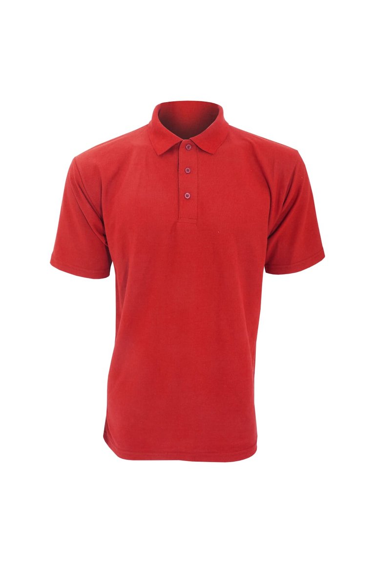 UCC 50/50 Mens Plain Piqué Short Sleeve Polo Shirt (Red) - Red