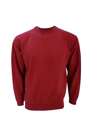 UCC 50/50 Unisex Plain Set-In Sweatshirt Top (Burgundy) - Burgundy