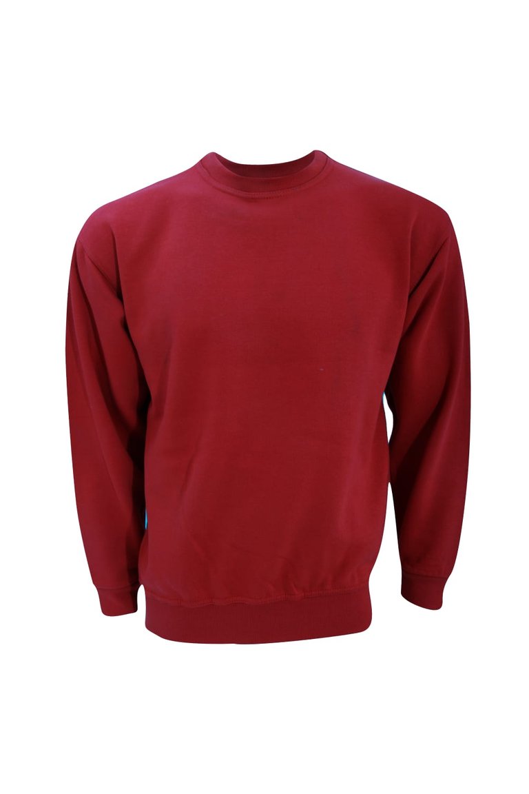 UCC 50/50 Unisex Plain Set-In Sweatshirt Top (Burgundy) - Burgundy