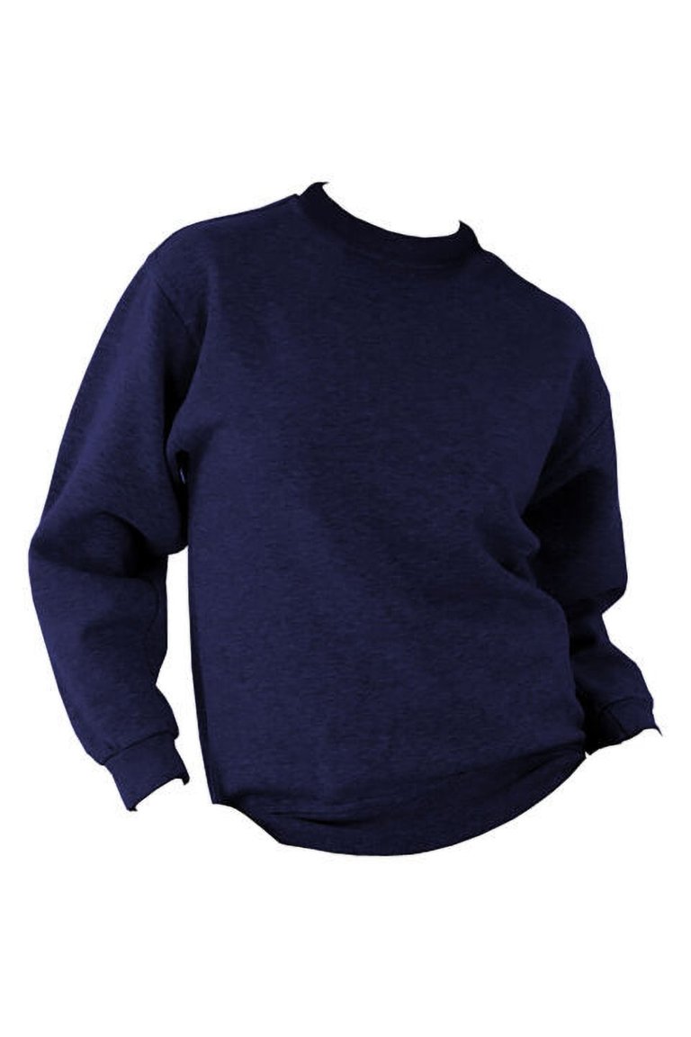 UCC 50/50 Unisex Plain Set-In Sweatshirt Top (Navy Blue)