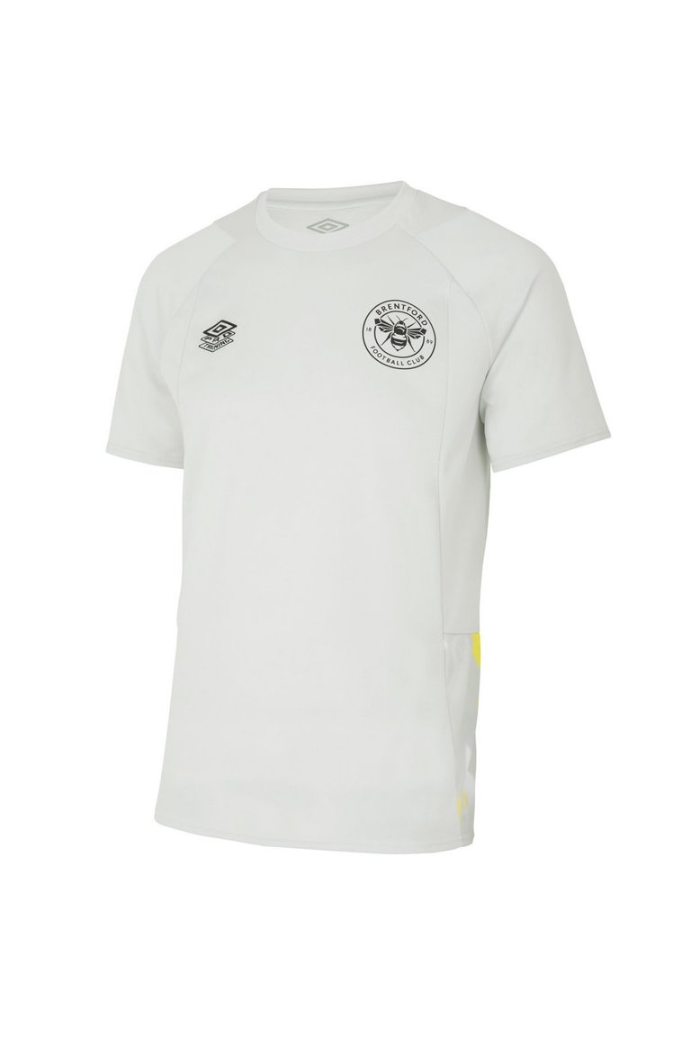 Brentford FC Mens 22/23 Umbro Training Jersey - Oyster Mushroom/Blazing Yellow - Oyster Mushroom/Blazing Yellow