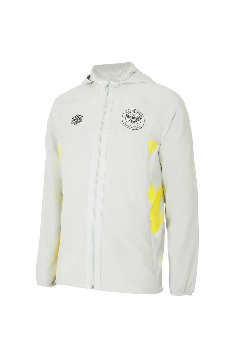 Brentford FC Mens 22/23 Waterproof Jacket - Oyster Mushroom/Blazing Yellow - Oyster Mushroom/Blazing Yellow