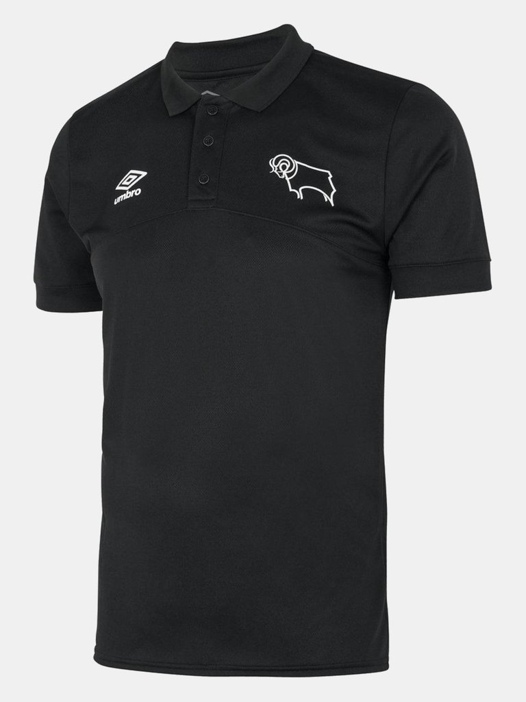 Derby County FC Mens Polo Shirt - Black