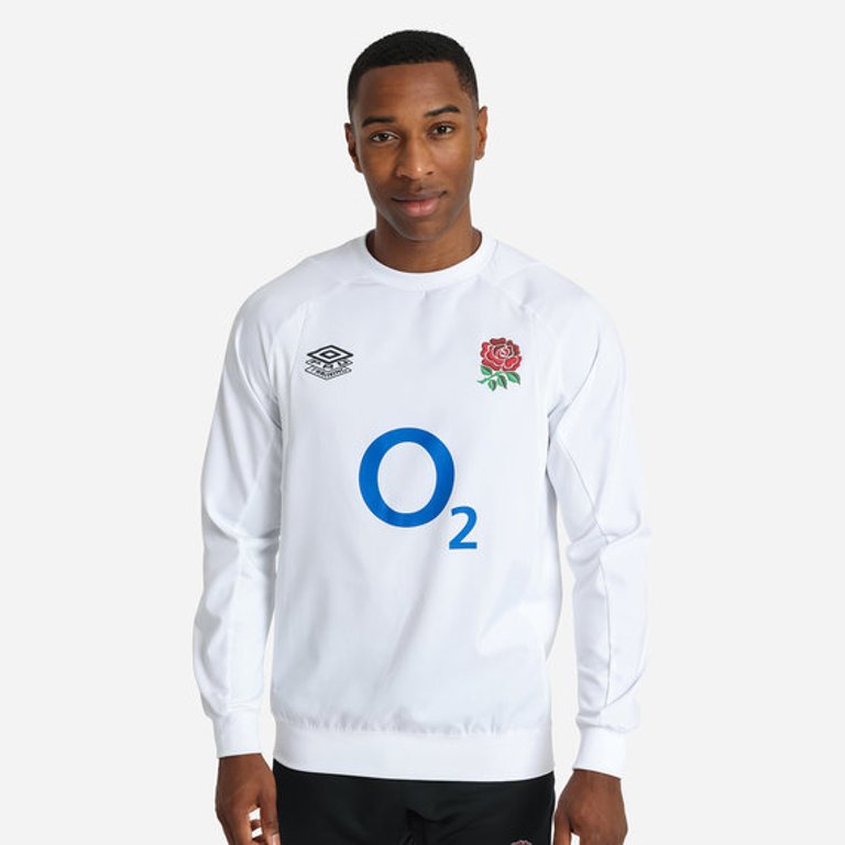 England Rugby Mens 22/23 Warm Up Drill Top - Brilliant White - Brilliant White
