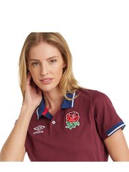 England Rugby Womens Classic Polo Shirt Dress - Merlot/White