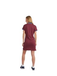 England Rugby Womens Classic Polo Shirt Dress - Merlot/White