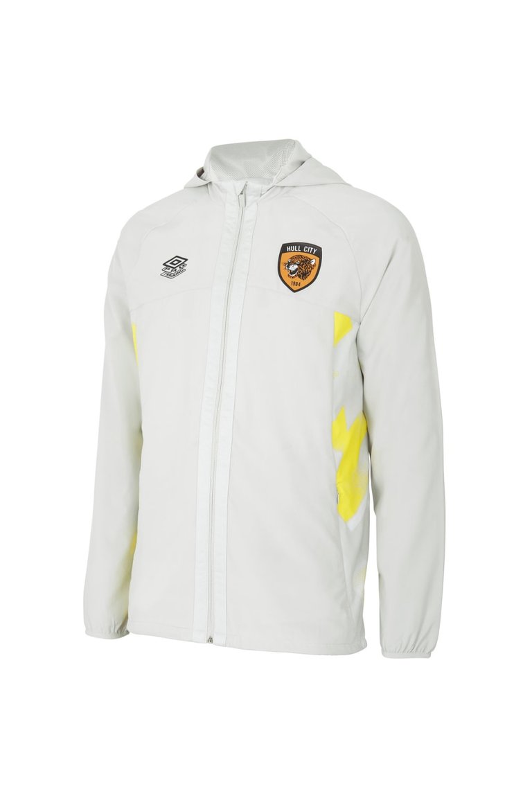 Hull City AFC Mens 22/23 Waterproof Jacket - Oyster Mushroom/Blazing Yellow - Oyster Mushroom/Blazing Yellow