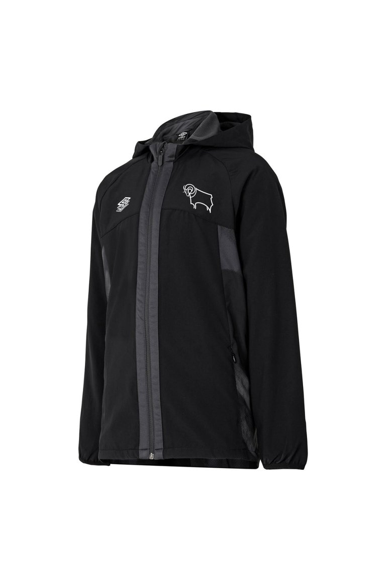 Mens 22/23 Derby County FC Waterproof Jacket - Black/Carbon