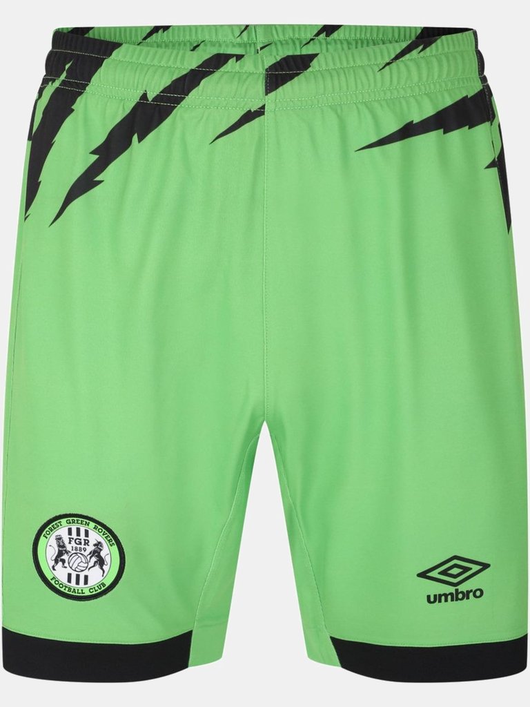 Mens 23/24 Forest Green Rovers FC Home Shorts - Green/Black - Green/Black