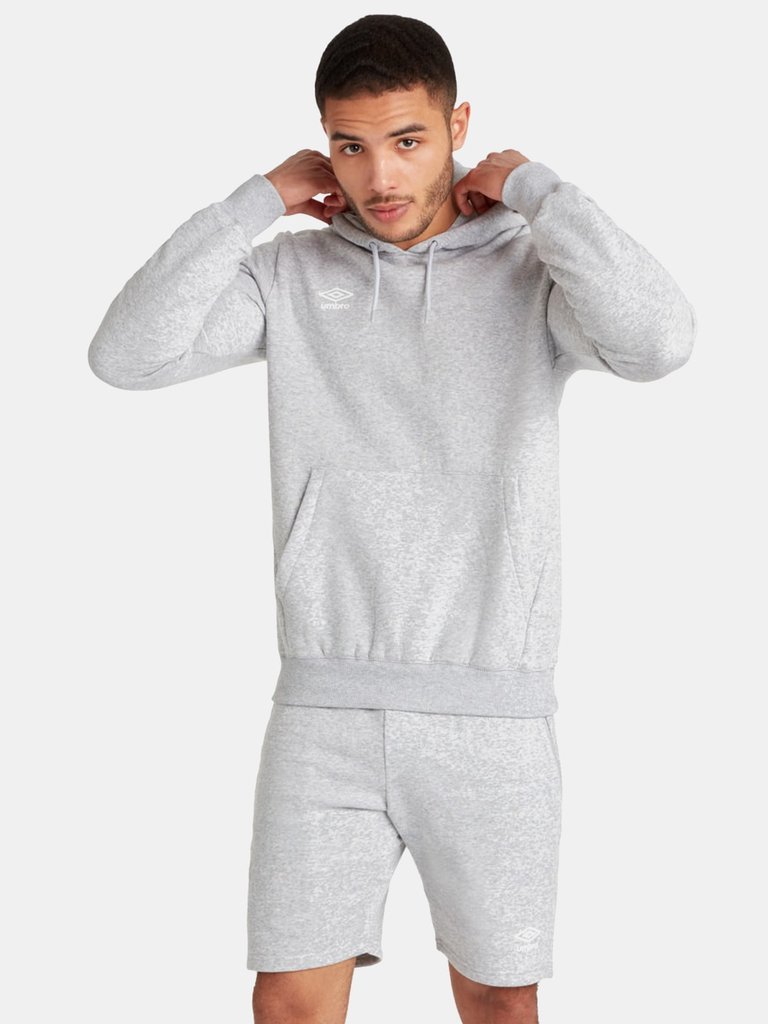 Mens Club Leisure Hoodie - Grey Marl/White