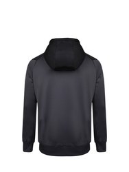 Mens Contrast Panel Full Zip Hoodie - Carbon/Black