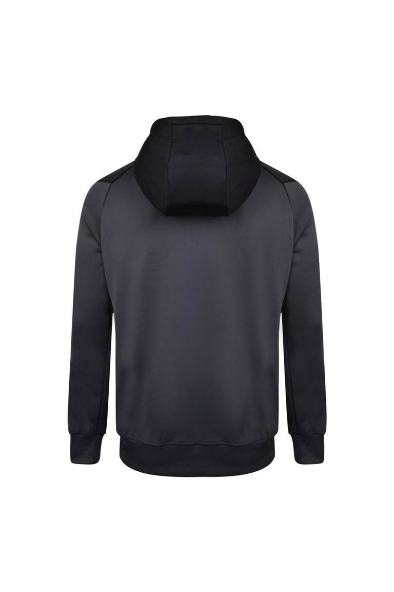 Mens Contrast Panel Full Zip Hoodie - Carbon/Black