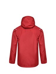 Mens Hooded Waterproof Jacket - Chili Pepper Red/Brilliant White