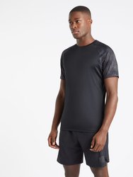 Mens Pro Graphic Print Training Jersey T-Shirt - Black/Periscope - Black/Periscope