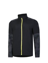 Mens Pro Stripe Detail Training Waterproof Jacket - Black/Periscope/Limeade Yellow