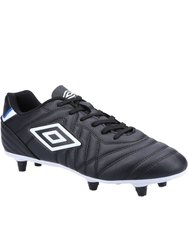 Mens Soft Leather Soccer Cleats - Black/White