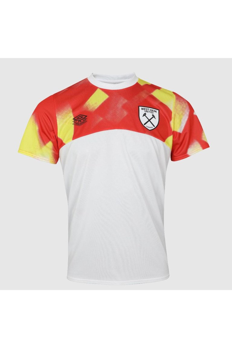 West Ham United FC Mens 22/23 Warm Up Jersey Top - Brilliant White/Hot Coral