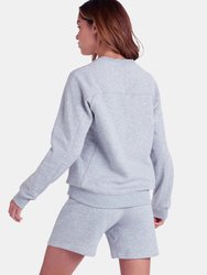 Womens/Ladies Club Leisure Sweatshirt - Grey Marl/White