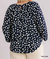 Animal Print Round Neck Long Sleeve Top In Navy