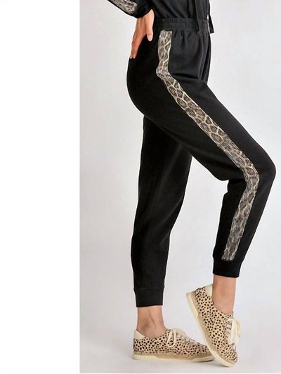 Umgee Be Wild Joggers With Leopard Sequin Stripe product