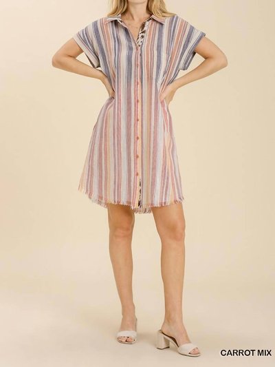 umgee Bleached Stripe Collared Dress product