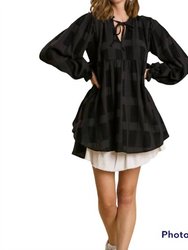 Chenille Babydoll Dress - Black