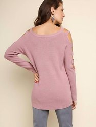 Cold Shoulder Cutout Sleeve Tunic Sweater