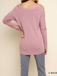 Cold Shoulder Cutout Sleeve Tunic Sweater