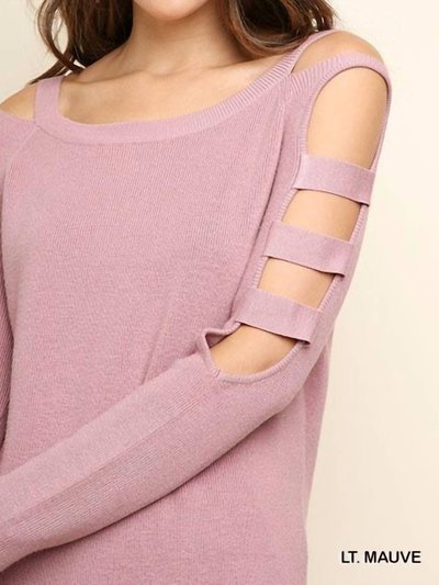 umgee Cold Shoulder Cutout Sleeve Tunic Sweater product