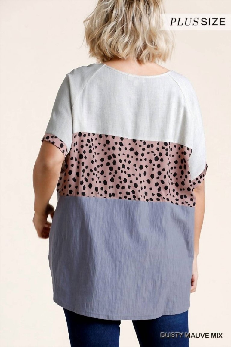 Color Block Mix Dalmatian Print Plus Tunic
