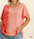 Contrast Short Sleeve Top - Plus - Coral