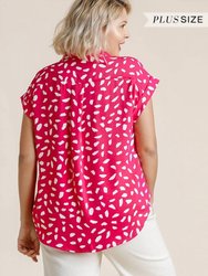 Dalmatian Print Button Front Blouse - Plus