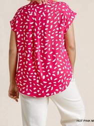 Dalmatian Print Button Front Blouse - Plus