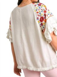 Embroidery Round Neck Top