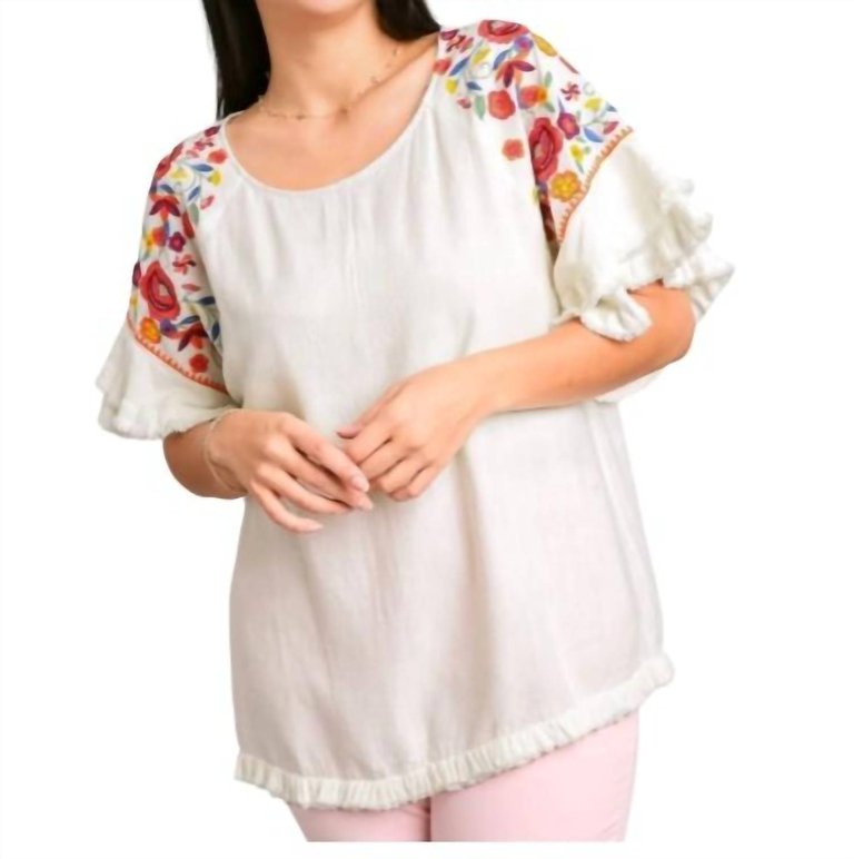 Embroidery Round Neck Top