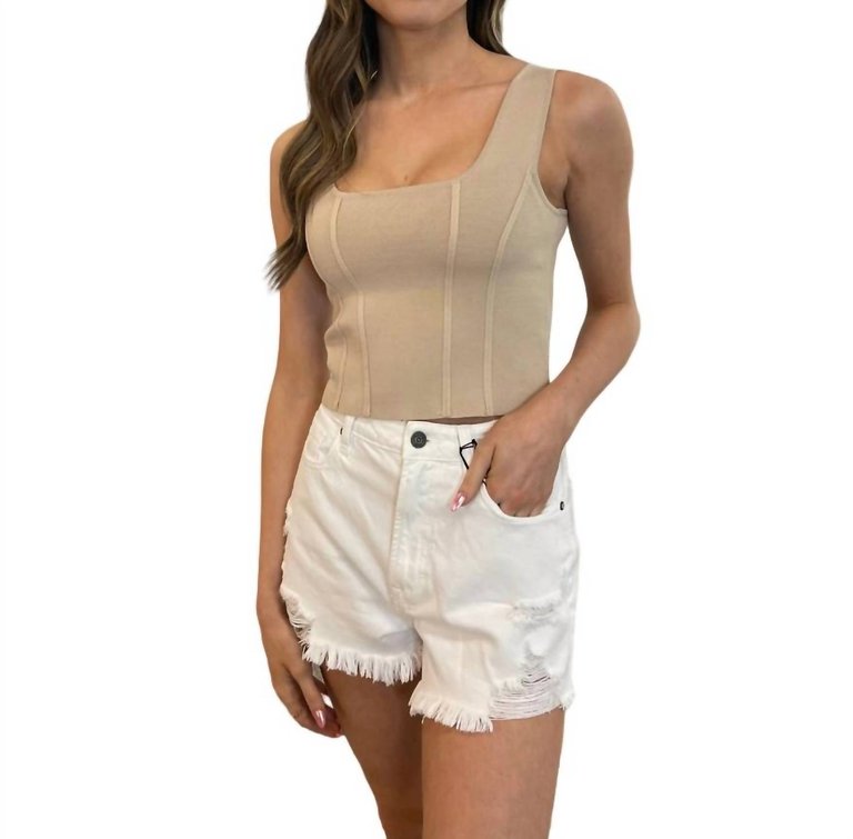 Exposed Seam Tank Top - Tan