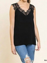 Floral Eyelash Lace Cami - Black