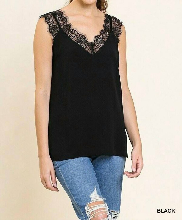 Floral Eyelash Lace Cami - Black