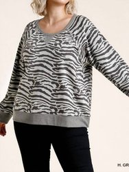 French Terry Zebra Plus Sweat Shirt - Heather Grey
