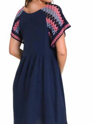 Gauze Fabric Crochet Sleeve Dress