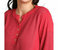 Henley Waffle Knit Tunic Top In Red
