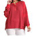Henley Waffle Knit Tunic Top In Red - Red