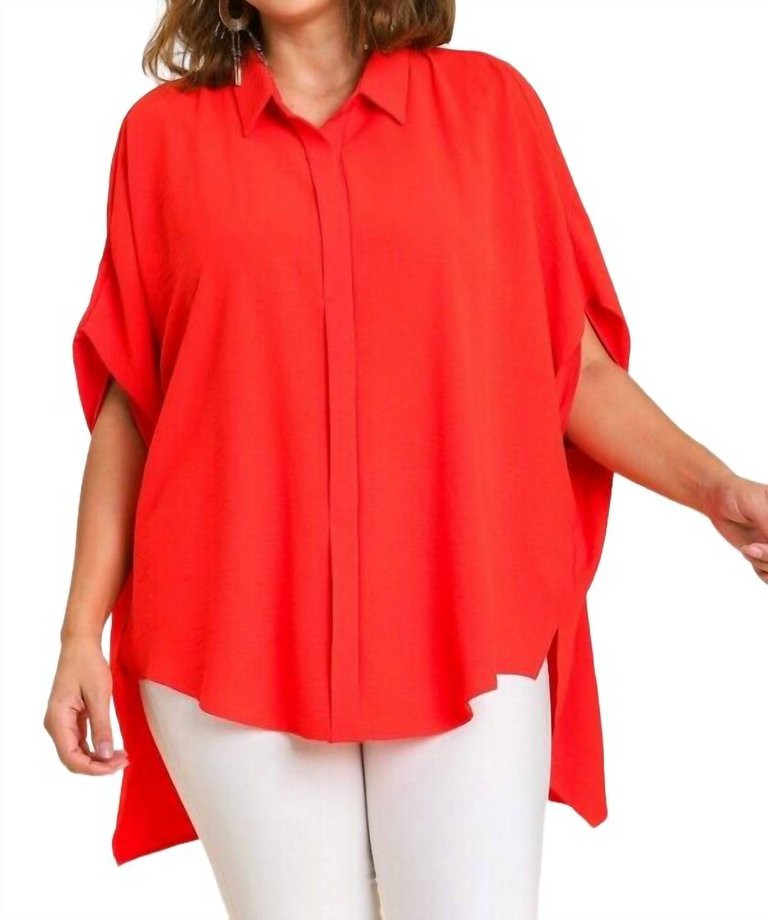 Hi-Low Tunic Top In Tomato Red - Tomato Red