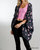 Leopard Short Sweater Kimono - Grey And Pink